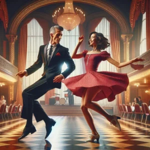 A couple dancing jive